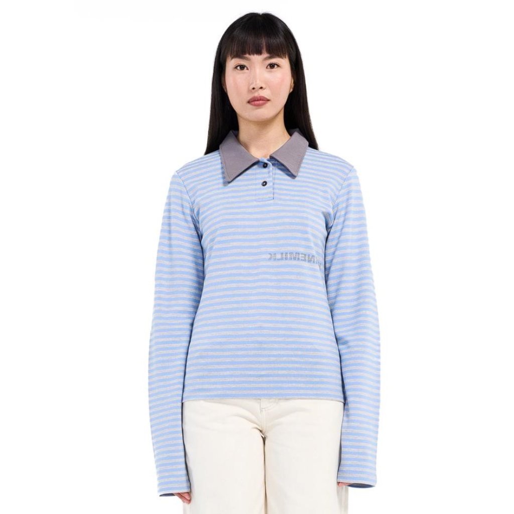 Kernemilk Women's Energy Polo Blouse Size Xs/S In Light Grey/Light Blue